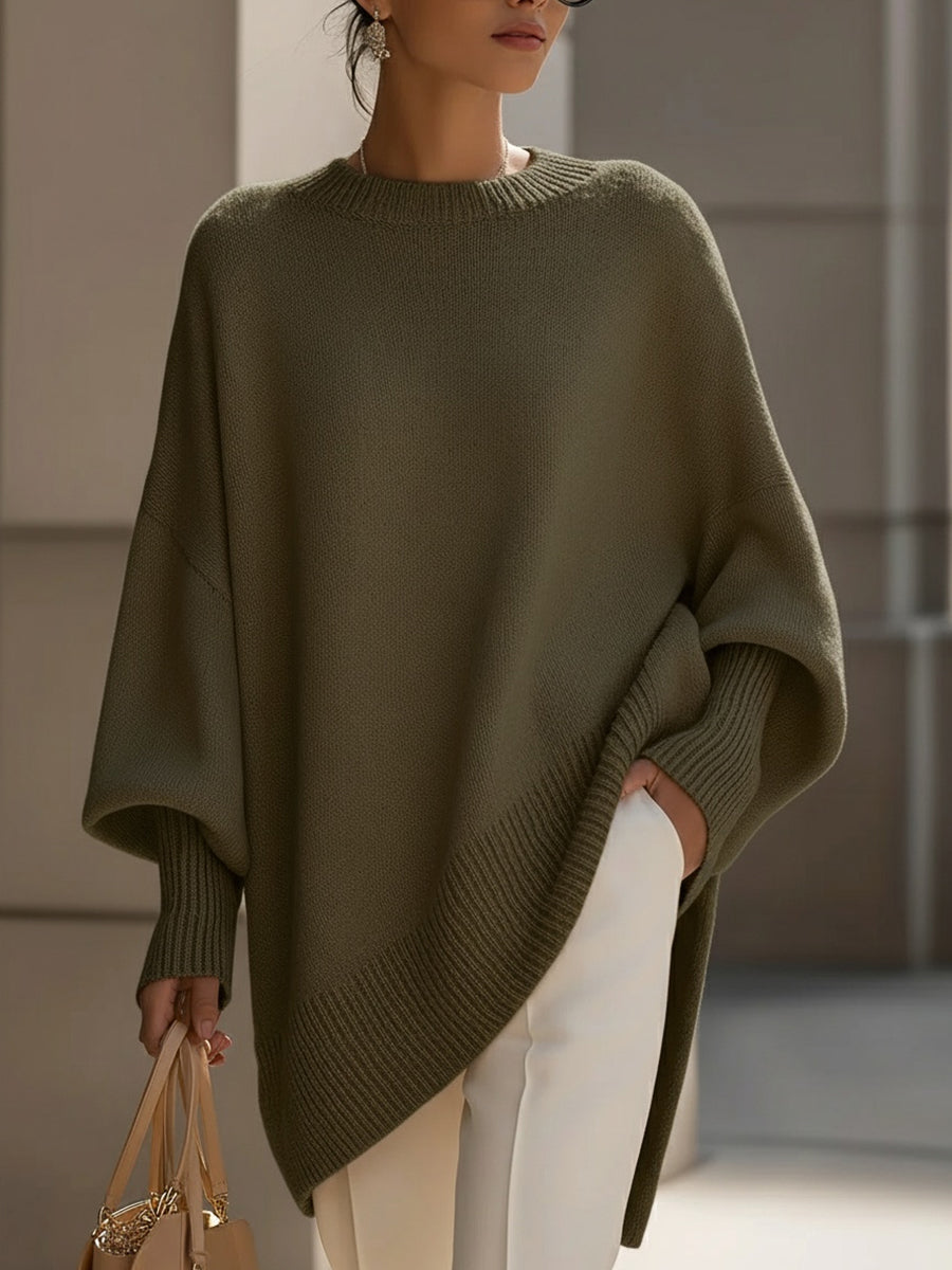 Women's Sweater with Soft Knit and Modern Cut - Olive Green
