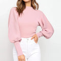 Long-Sleeve Sweater with Puff Shoulder and Timeless Silhouette | Perfect for Cool Autumn Days - Pink