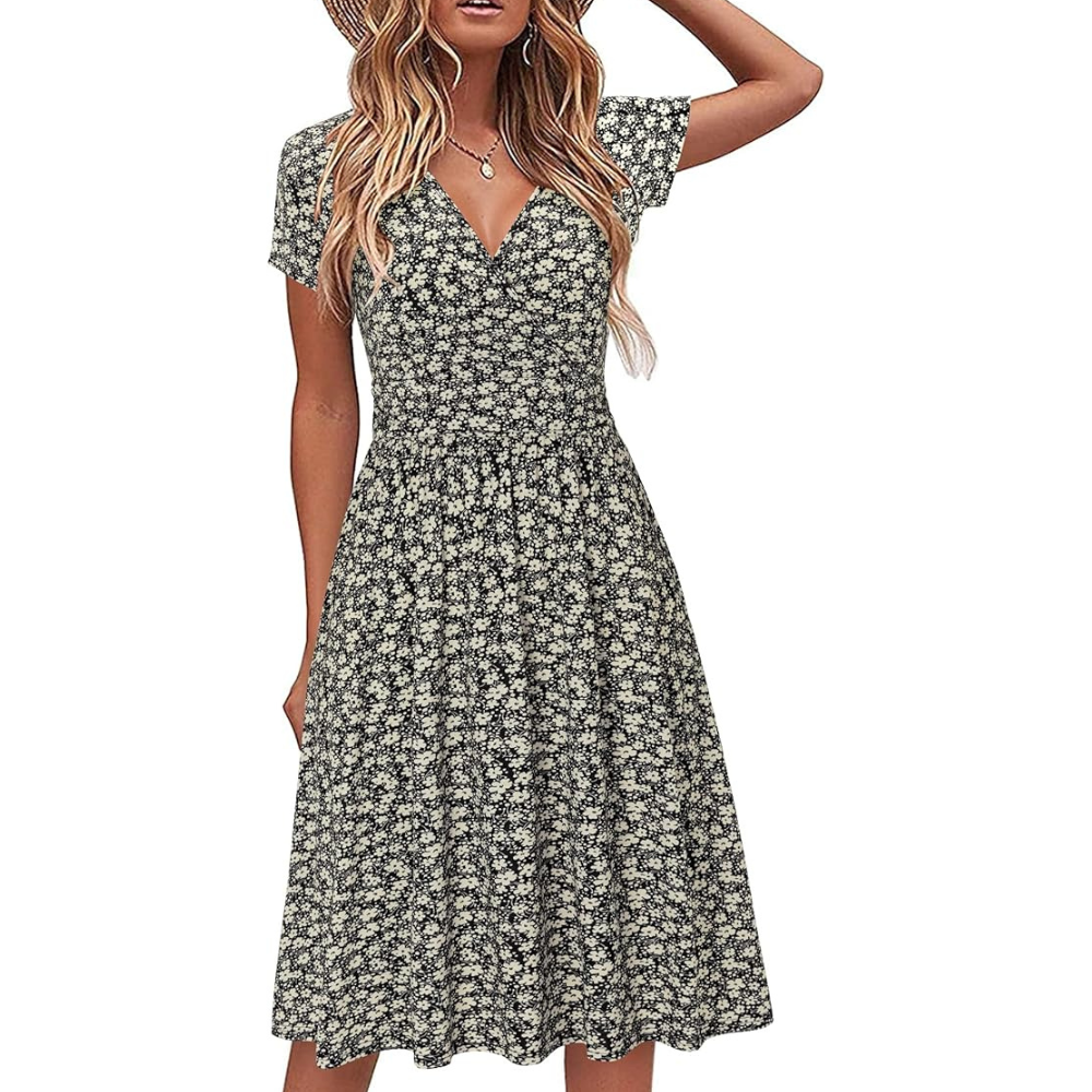 Floral Midi Wrap Summer Dress – Lightweight for Women