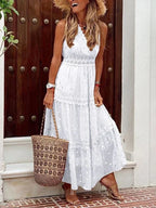 Long Lace Dress with Elegant Details | Perfect for Summer - White