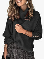 Casual Versatile Women'S Wear Mock Neck Pullover Sweater Coat for Fall & Winter