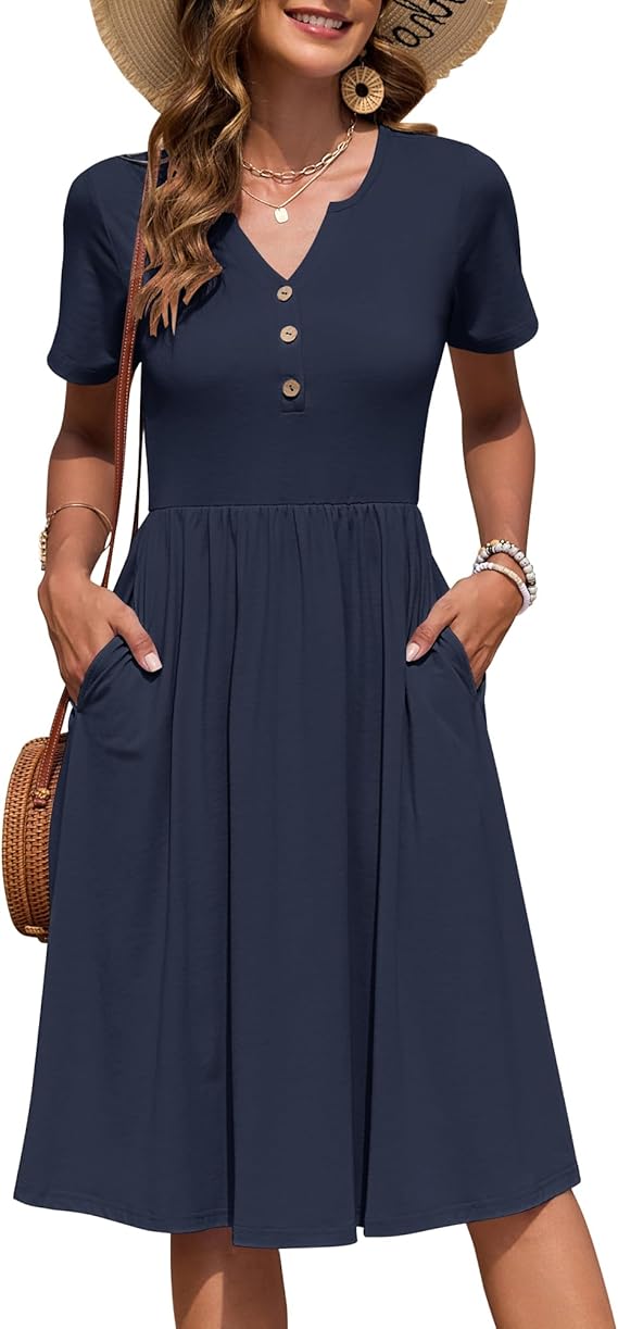 Knee-Length Summer Dress – Lightweight Easy Care for Women