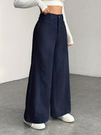Women's High Waisted Wide Leg Pants Corduroy Texture Casual Trousers, Washable pant