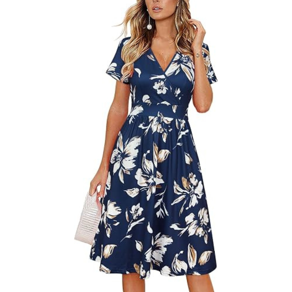 Classic Wrap Summer Dress – Lightweight with Pockets for Women