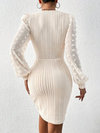 Elegant European and American Style | Ribbed Long Sleeve Slim Fit Dress