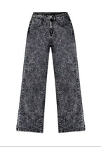 Women'S Stretch Loose Wide Leg Straight Gray Jeans |  Denim Trousers with Pockets
