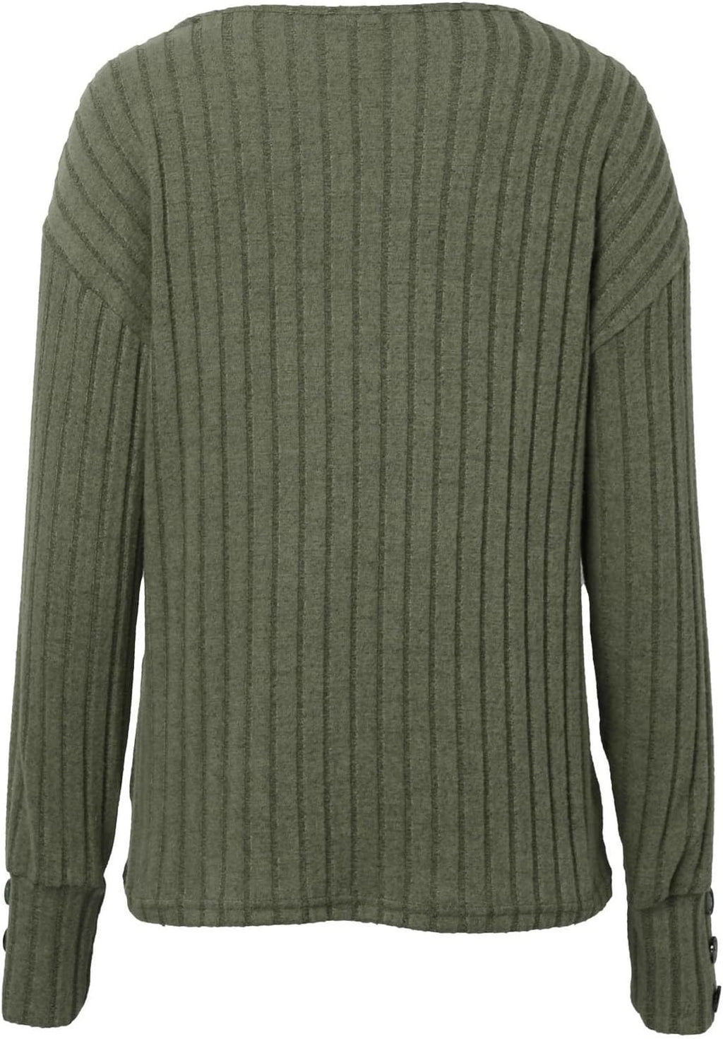 Women's Cozy Autumn Winter V Neck Button Down Long Sleeve Tee