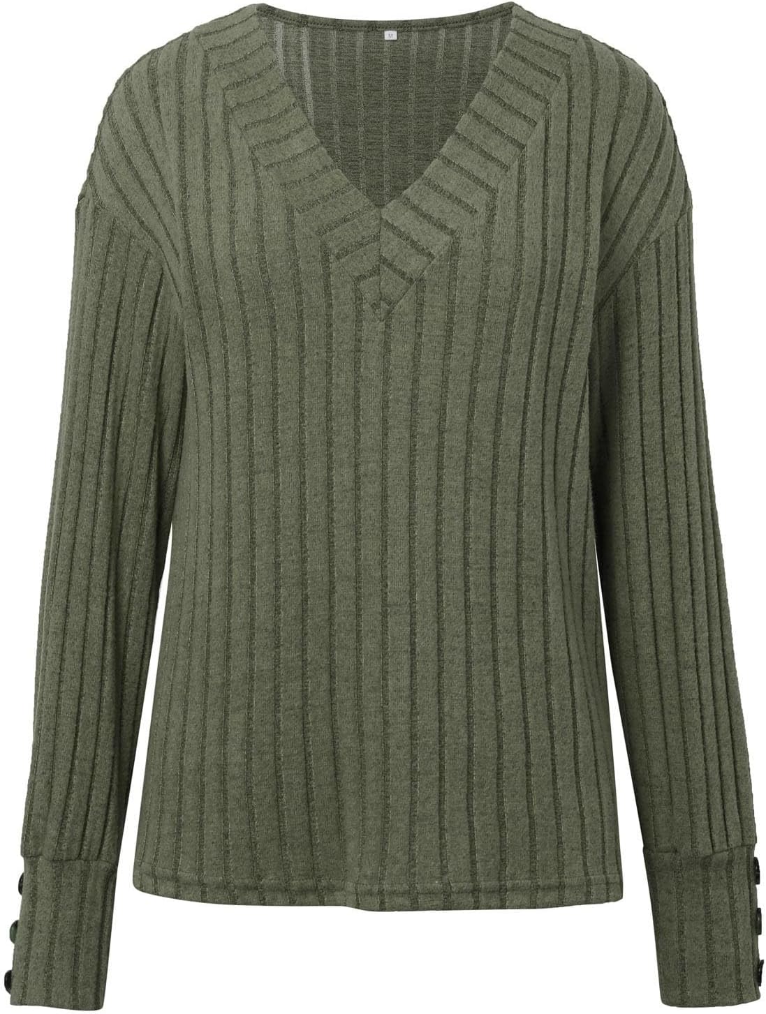 Women's Cozy Autumn Winter V Neck Button Down Long Sleeve Tee