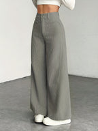 Women's High Waisted Wide Leg Pants Corduroy Textured Casual Washable Trousers