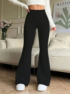 Solid color High waist Elegant Flared Pants for Women