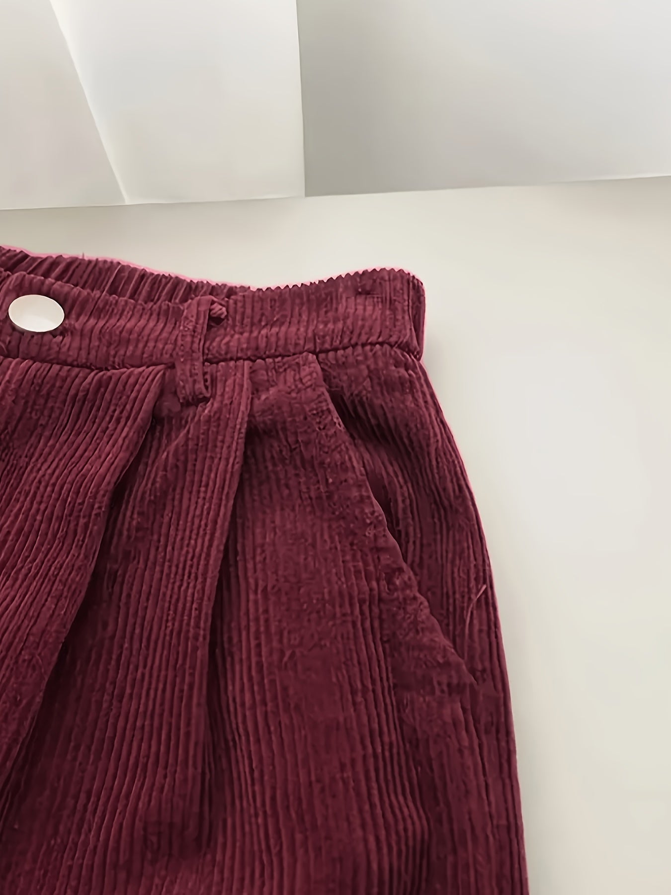 Women's Retro High Waisted Corduroy Straight Pants, Korean Style Loose Casual Trousers