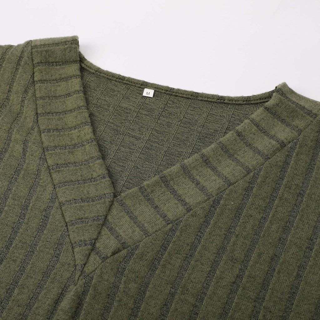 Women's Cozy Autumn Winter V Neck Button Down Long Sleeve Tee