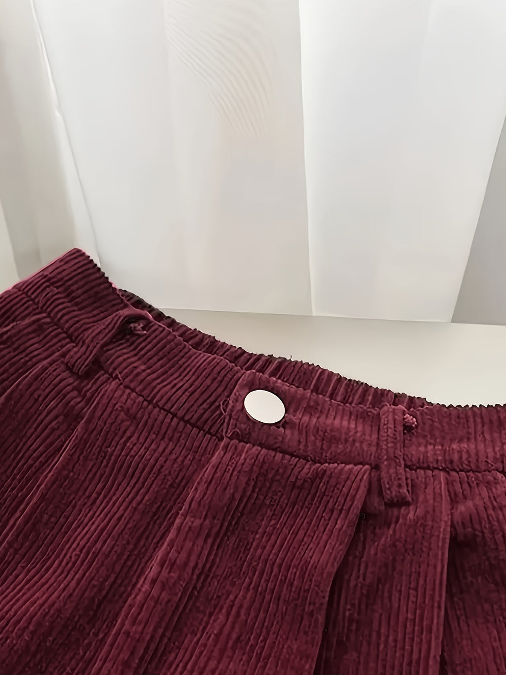 Women's Retro High Waisted Corduroy Straight Pants, Korean Style Loose Casual Trousers