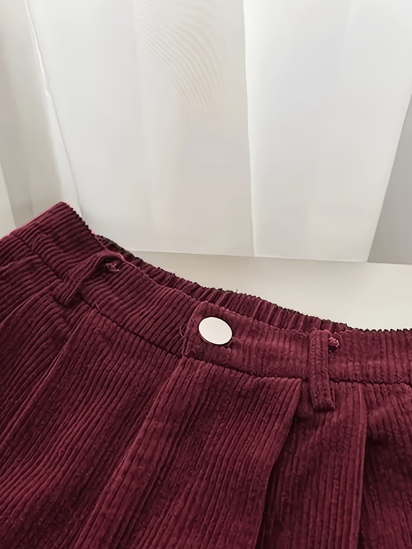 Women's Retro High Waisted Corduroy Straight Pants, Korean Style Loose Casual Trousers