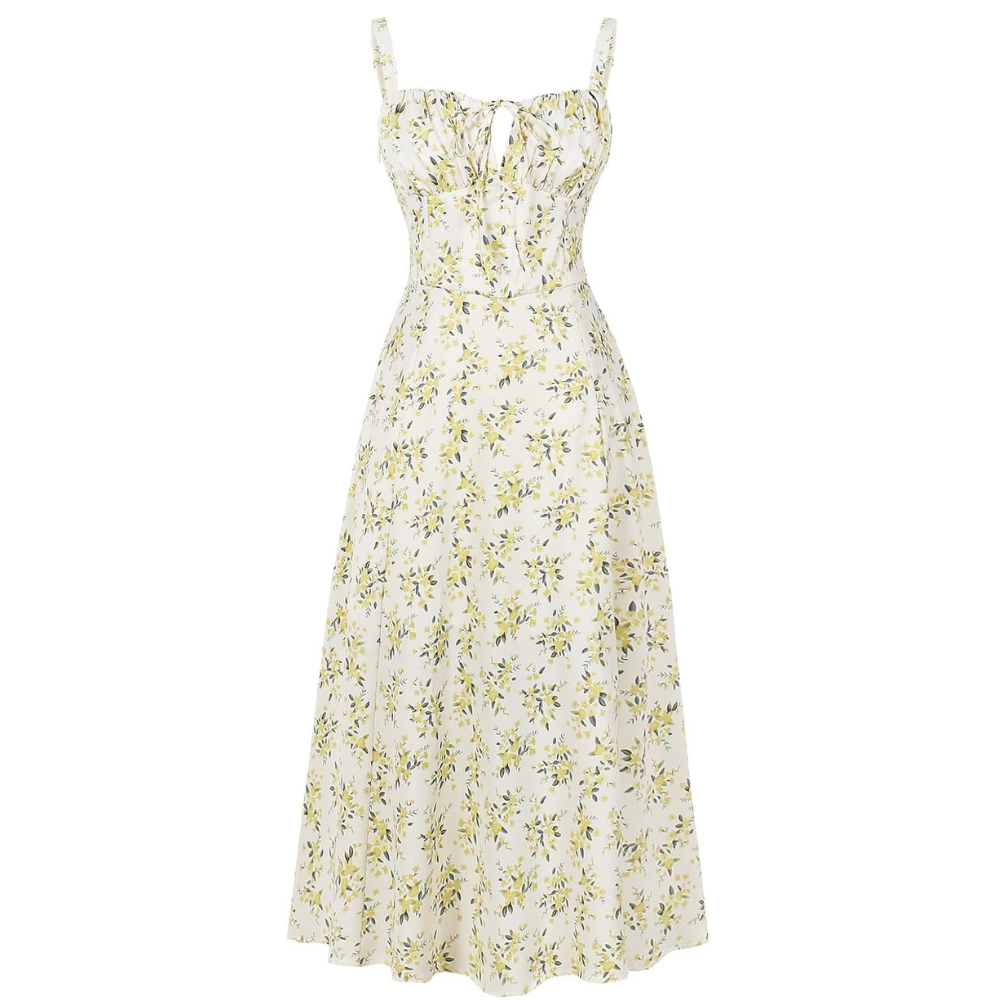 Boho Floral Split Summer Dress – Lightweight Vintage for Women