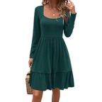 Elegant Square Neck Summer Dress – Lightweight Flattering Fit for Women
