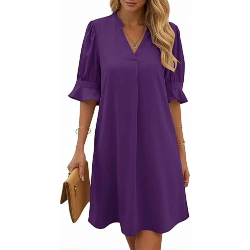 V-Neck Midi Summer Dress – Lightweight for Women