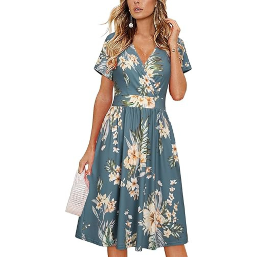 Classic Wrap Summer Dress – Lightweight with Pockets for Women