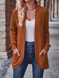 Elegant Directional Style Fashionable Loose Ribbed Pocket Long Sleeve Top