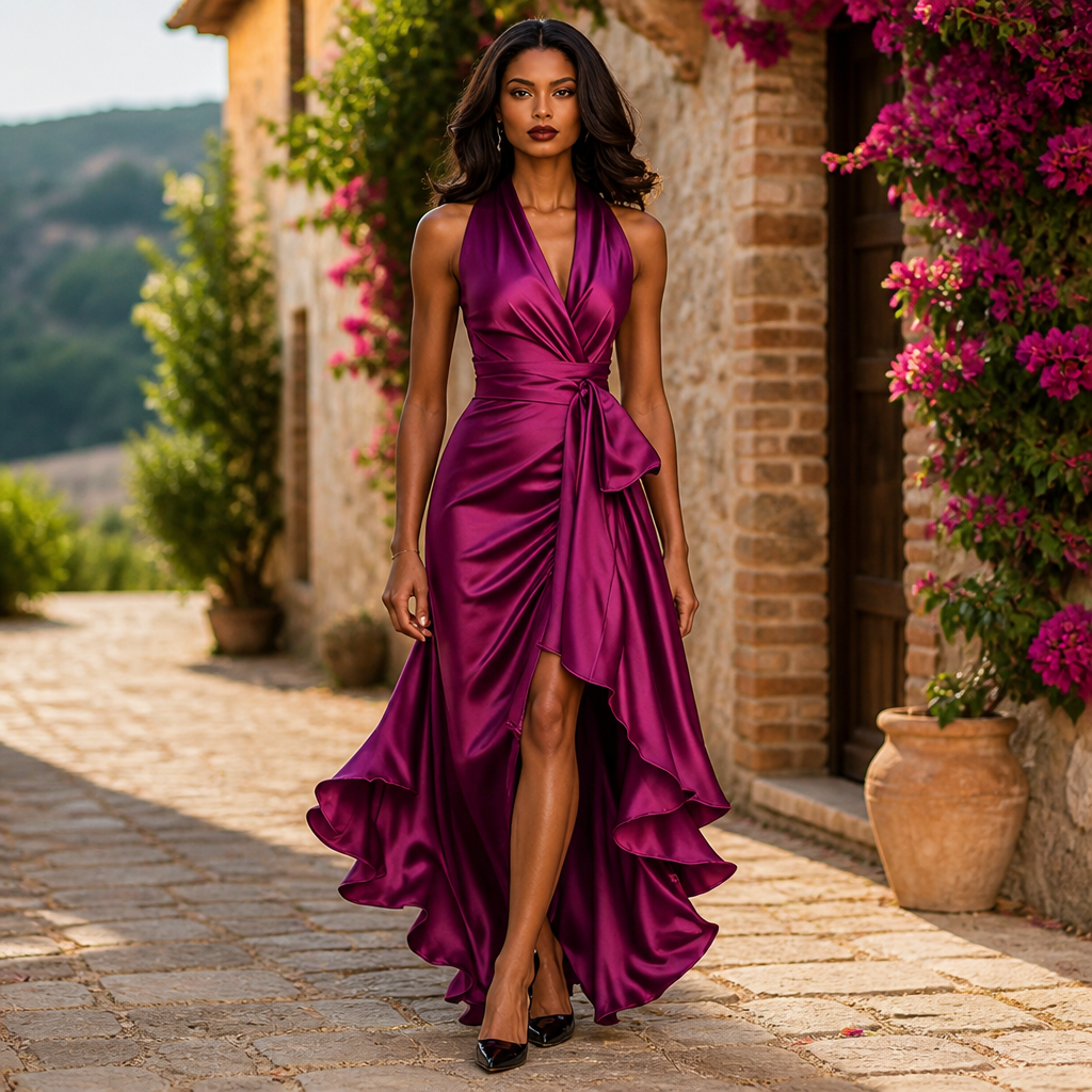 Women’s Wrap Maxi Dress | Elegant Evening, Party & Wedding Guest Dress