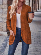Elegant Directional Style Fashionable Loose Ribbed Pocket Long Sleeve Top