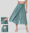 Livan - High-Waisted 2-in-1 Flowing Summer Midi Skirt - Turquoise