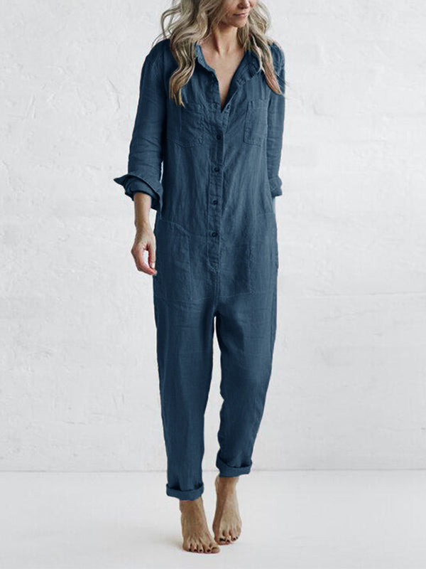 Cozy Jumpsuit with Wide Cut | Perfect for Autumn - Blue
