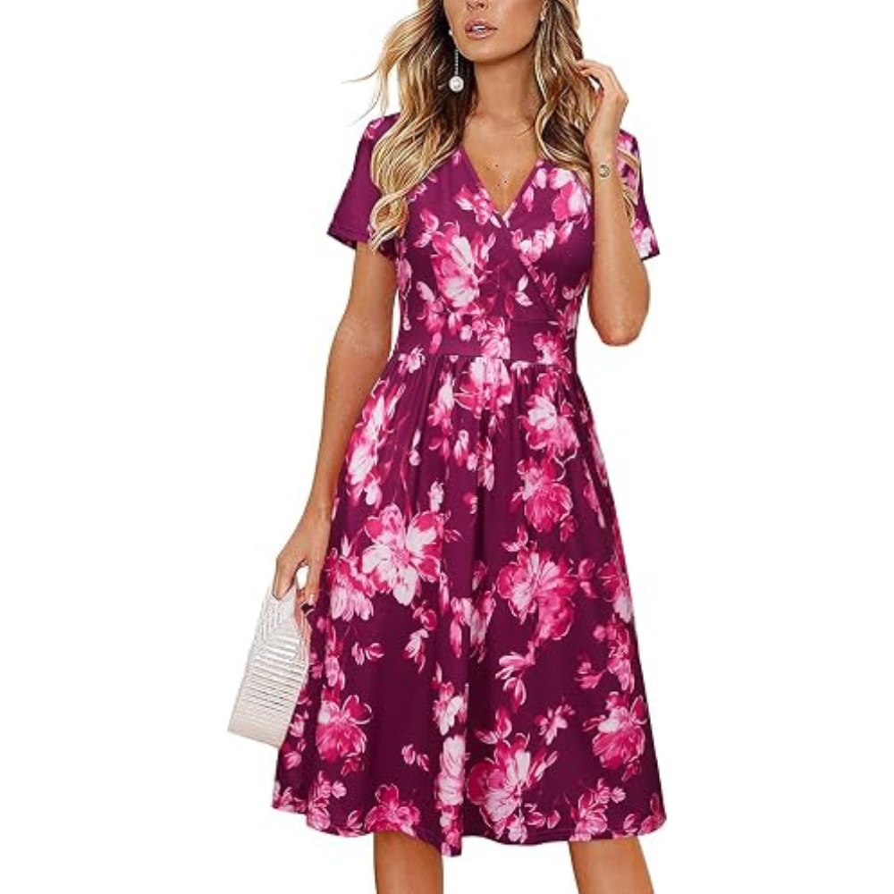 Classic Wrap Summer Dress – Lightweight with Pockets for Women