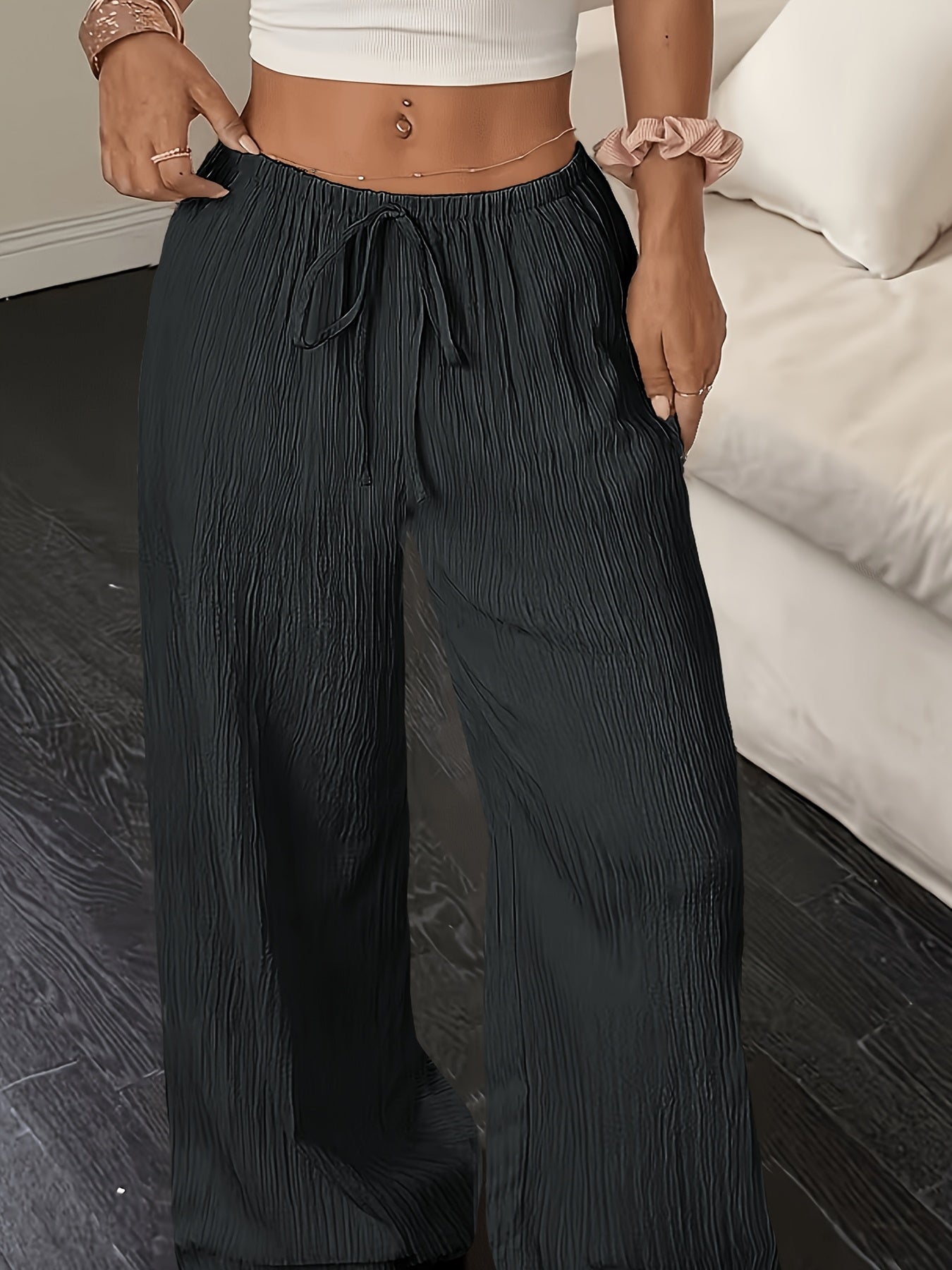 Women's Lace-up Waist Trimming Fashion Casual Trousers