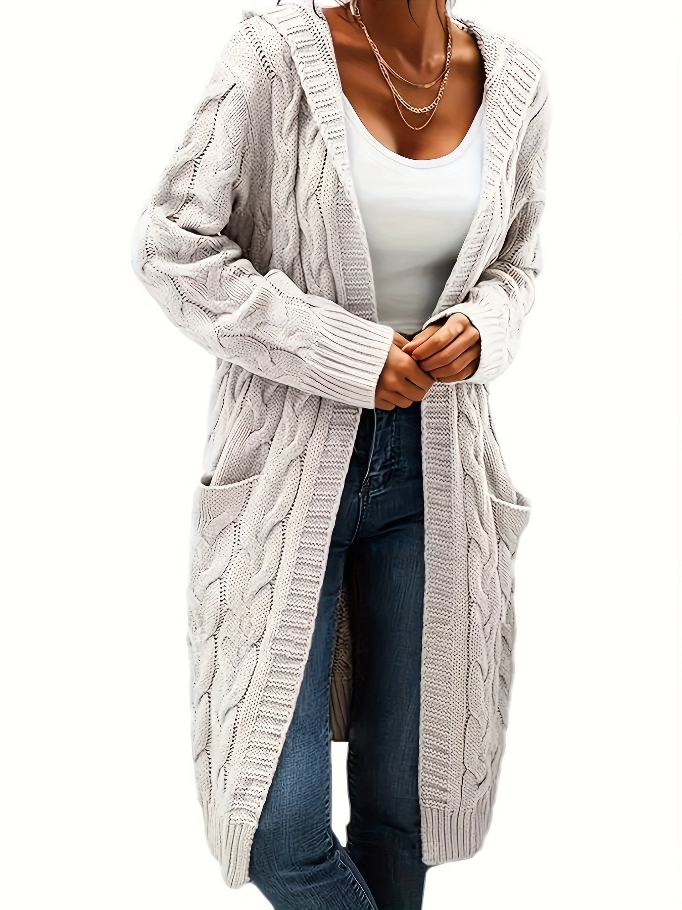 Women's Sweater Cardigan Soft Open Front Long Sleeve Casual Layering Cardigan