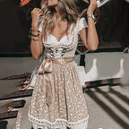 Traditional dirndl with apron & blouse made of cotton | festive occasions