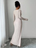 Zwarte sculptuur maxi-jurk met wikkeldetail