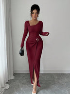 Noir Sculpt Wrap Detail Maxi Dress