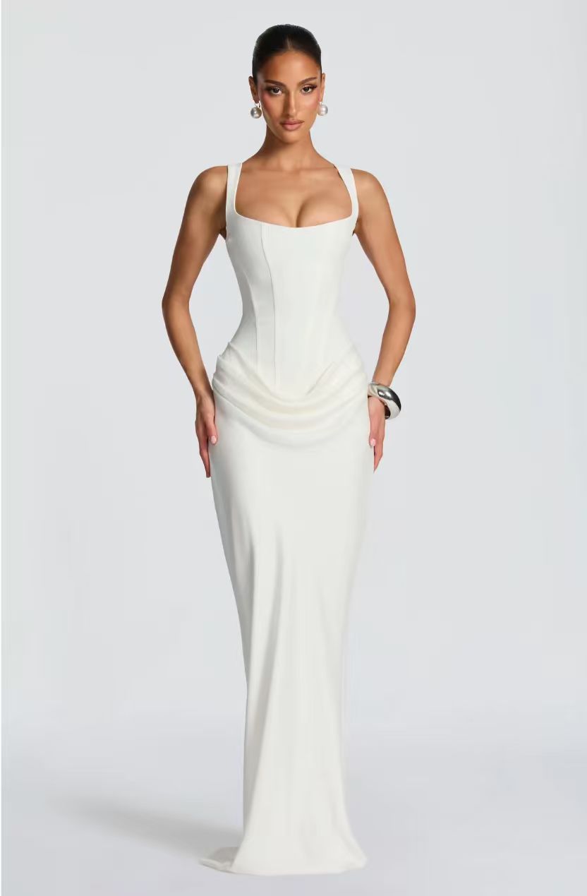 Luxe Beeldhouwend Corset Satijnen Maxi Jurk
