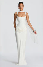 Luxury Sculpting Corset Satin Maxi Dress
