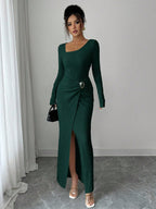Noir Sculpt Wrap Detail Maxi Dress