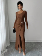Noir Sculpt Wrap Detail Maxi Dress