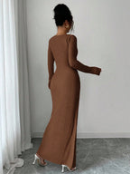Zwarte sculptuur maxi-jurk met wikkeldetail