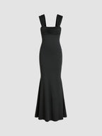 Sculptende maxi-jurk met vierkante hals