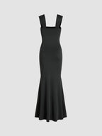 Sculptende maxi-jurk met vierkante hals