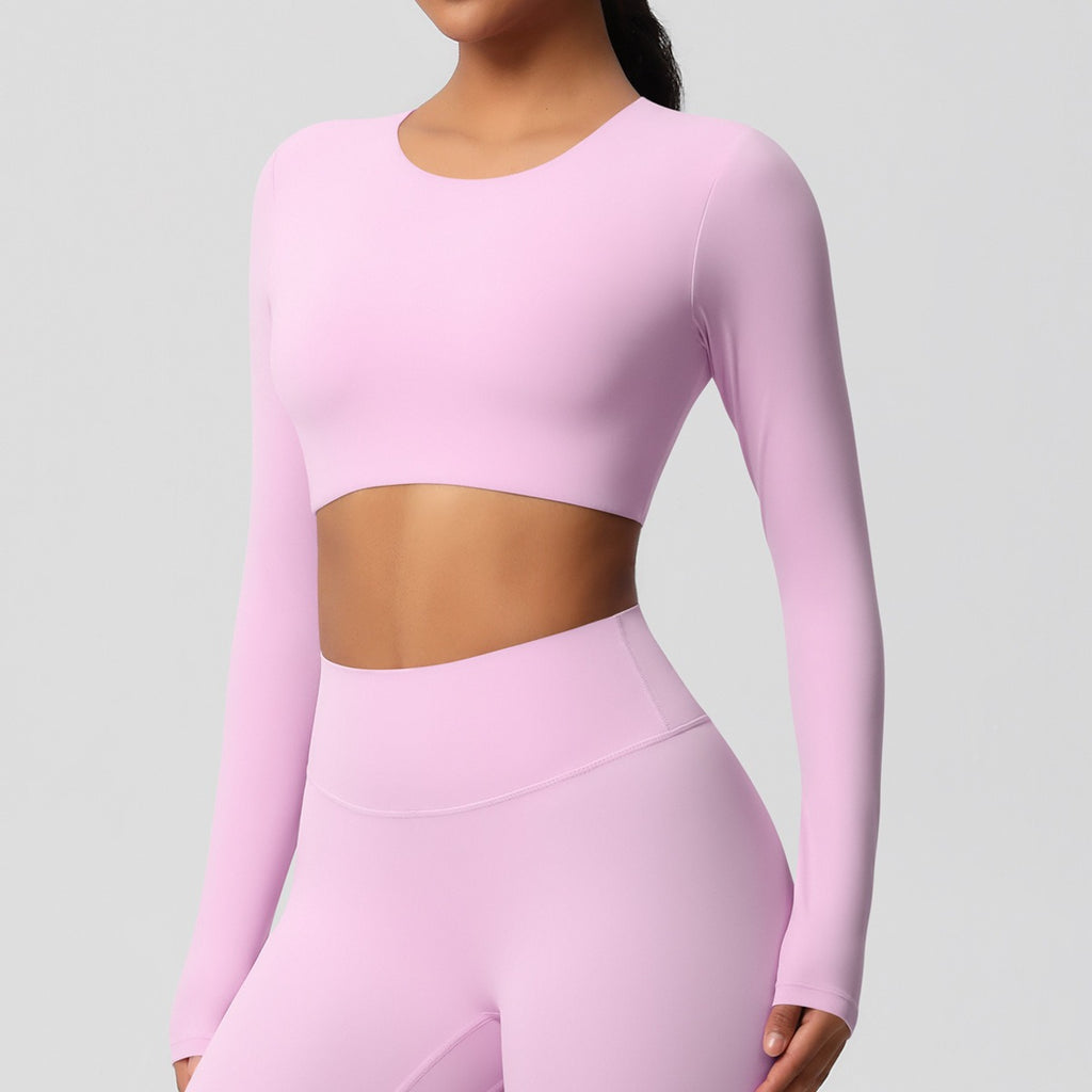 SculptFit Nauwsluitende Croptop met Lange Mouwen