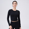 Crop top met lange mouwen en sculpturerende werking