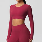 SculptFit Nauwsluitende Croptop met Lange Mouwen