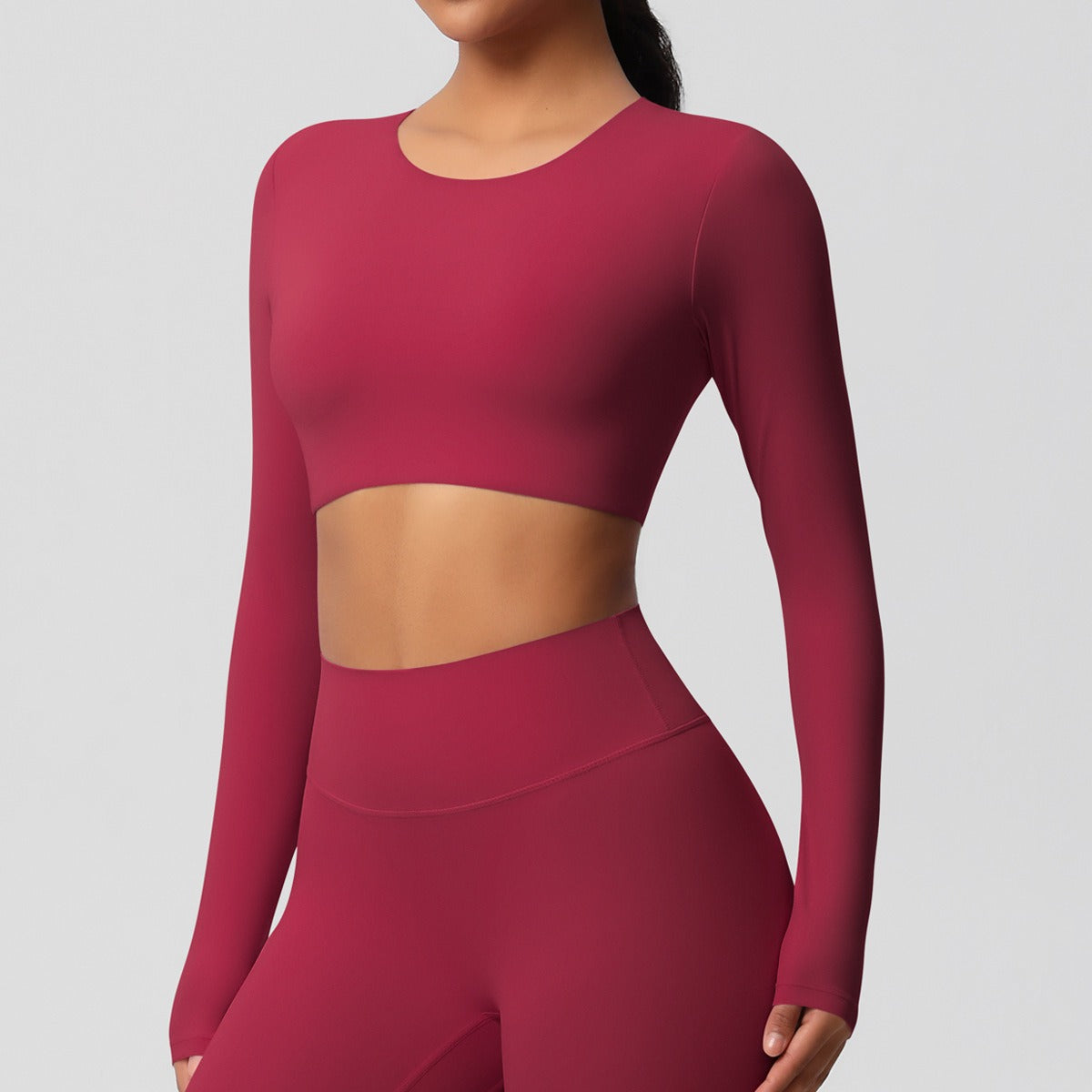 SculptFit Nauwsluitende Croptop met Lange Mouwen