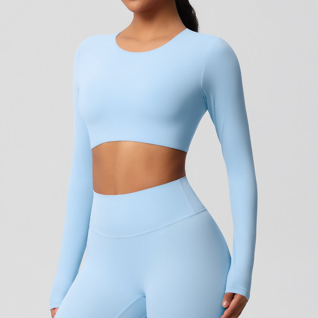 SculptFit Nauwsluitende Croptop met Lange Mouwen
