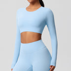SculptFit Nauwsluitende Croptop met Lange Mouwen