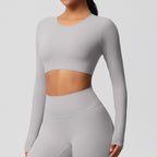 SculptFit Nauwsluitende Croptop met Lange Mouwen