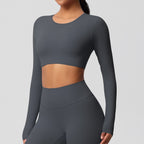 SculptFit Nauwsluitende Croptop met Lange Mouwen
