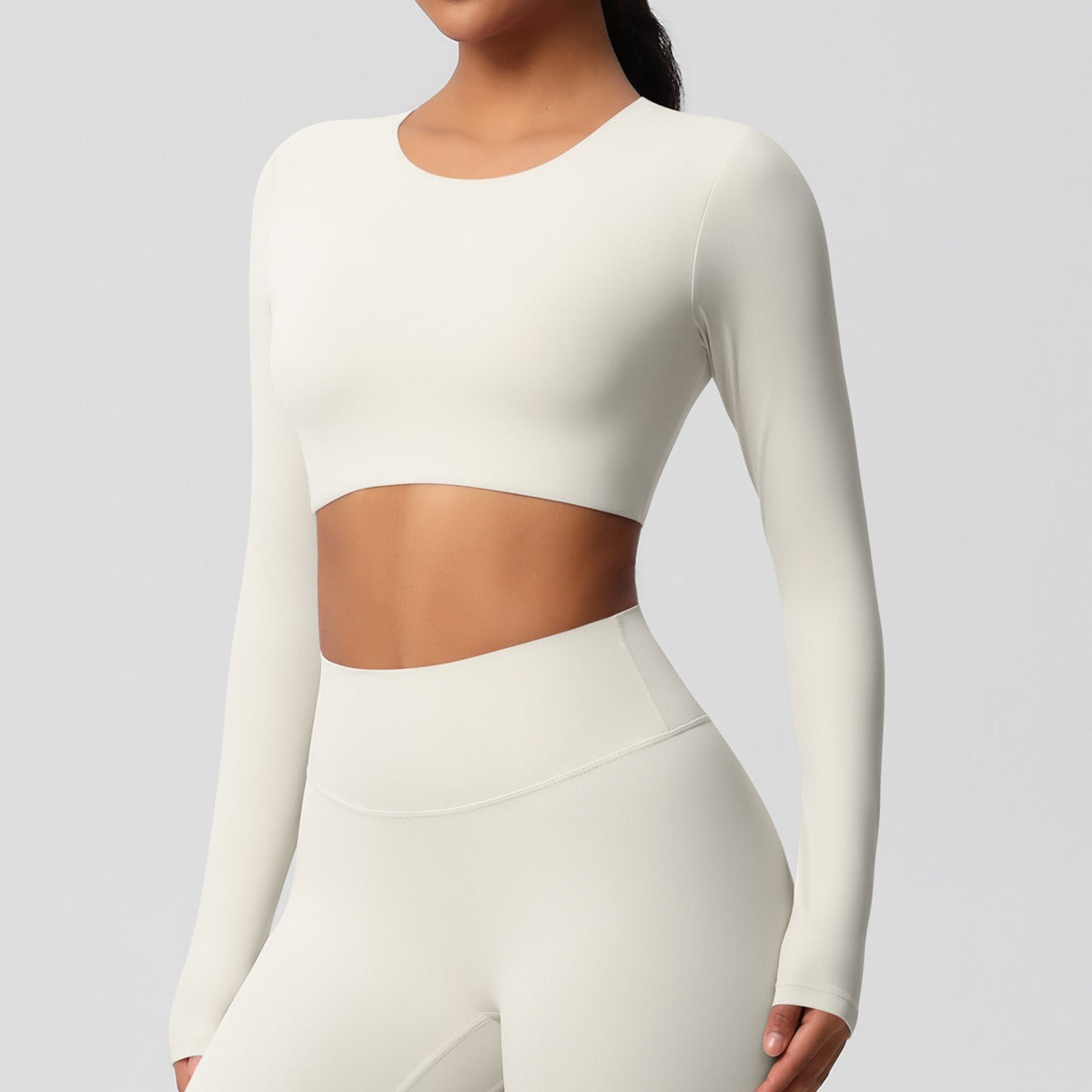 SculptFit Nauwsluitende Croptop met Lange Mouwen
