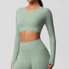 SculptFit Nauwsluitende Croptop met Lange Mouwen